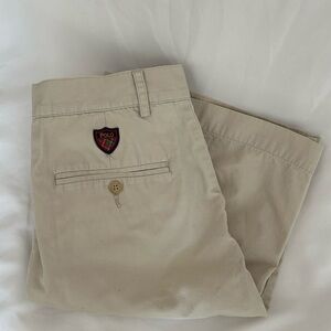 Polo Ralph Lauren boys’ short, sz 14. Light khaki.Zip front + button close. VGUC